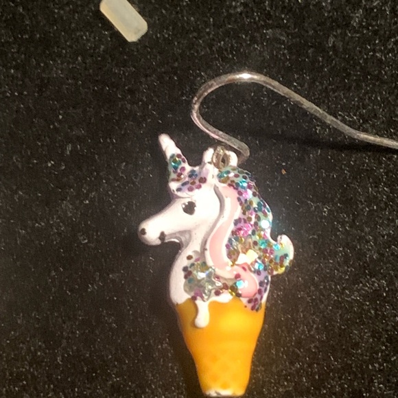 Unicorn Ice Cream Cone Drop Earrings - Picture 4 of 4